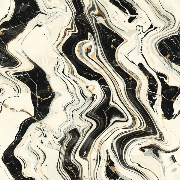 black, white, cream, beige, gold accents, marble pattern, swirled design, fluid lines, wavy texture, abstract art, modern style, luxurious appearance,, fabric panel, sophisticated mood, natural stone effect, flowing movement, organic shapes, contemporary design, neutral palette