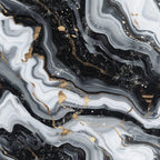black, white, gray, gold, metallic accents, marble pattern, swirled design, fluid texture, luxurious, abstract, geode inspired, mineral veins, stone texture,, fabric panel, modern design, sophisticated, flowing lines, speckled details, natural stone