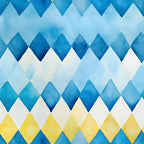 azure blue, lemon yellow, chevron pattern, geometric design, diamond shapes, watercolor effect, ombre gradient, mediterranean colors,, fabric panel, ocean waves, zigzag stripes, alternating diamonds, coastal theme, summer palette, triangular motifs, layered chevrons, sky blue, sunshine yellow, repeating pattern