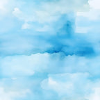 azure blue, sky blue, white, watercolor clouds, abstract clouds, soft wash, dreamy atmosphere, cotton fabric, quilting panel, serene mood, peaceful sky, flowing paint, artistic blending, light blue tones, heavenly scene, tranquil design, airy texture, mediterranean blue, pastel palette