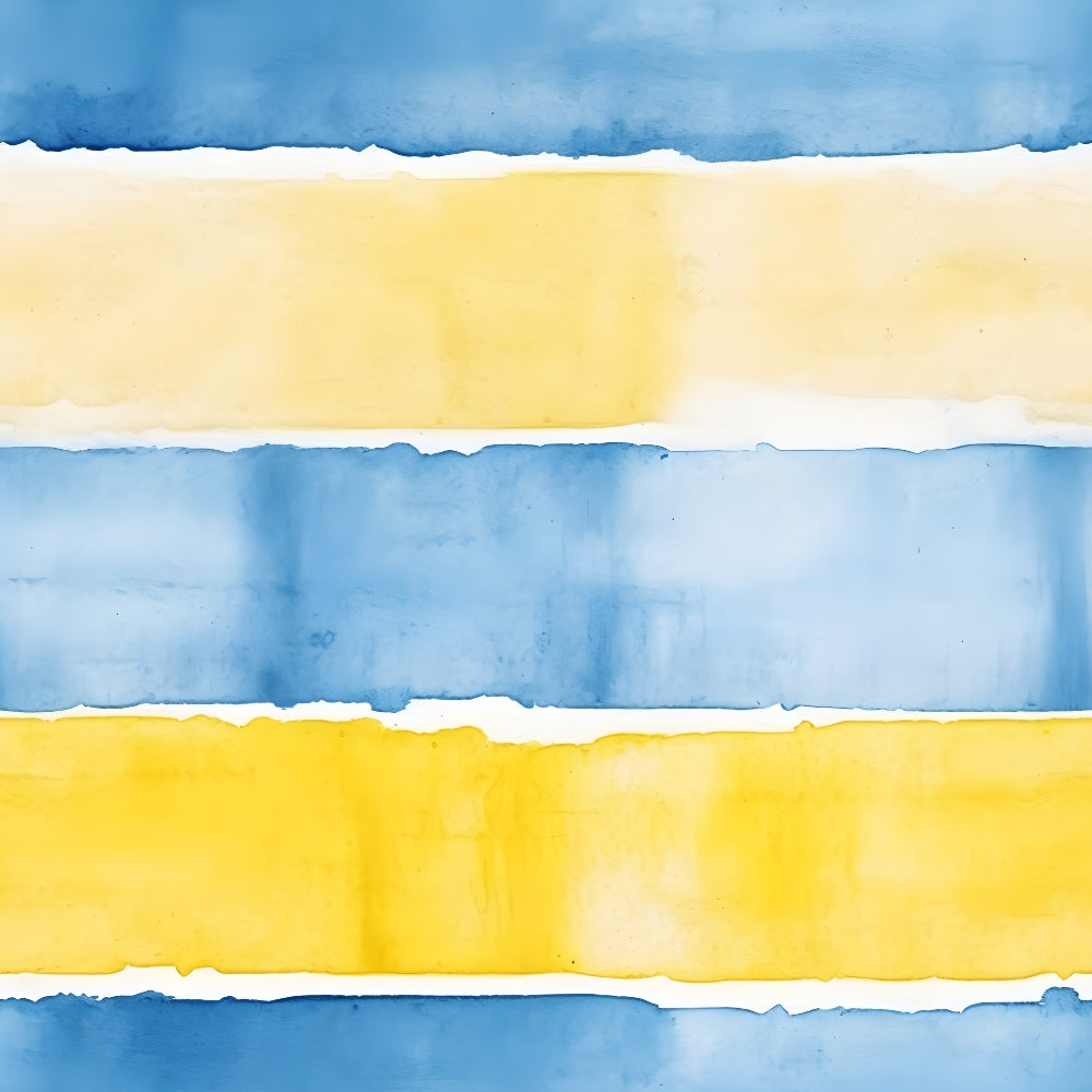azure blue, lemon yellow, watercolor stripes, horizontal bands, mediterranean colors,, fabric panel, soft washes, organic edges, coastal palette, sunny yellow, sky blue, abstract stripes, flowing bands, summery tones, gentle transitions, painterly style, serene mood, cotton fabric, quilting material