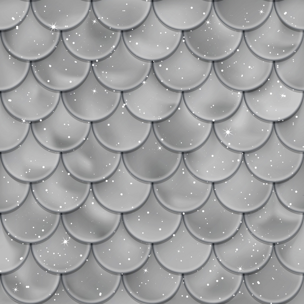 silver, gray, grey, mermaid scales, fish scales, scalloped pattern, geometric pattern, shimmery, sparkles, stars, metallic, iridescent, overlapping scales, ocean themed, aquatic, fantasy, magical,, fabric panel, nautical, underwater, dimensional pattern, repetitive design