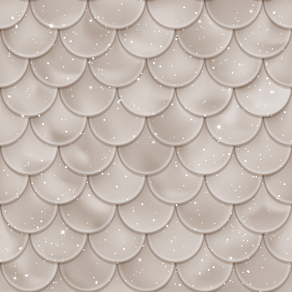 mermaid scales, fish scales, overlapping pattern, neutral beige, taupe, cream, sparkly dots, shimmering stars, ocean theme, aquatic design, scalloped pattern,, fabric panel, nautical theme, underwater motif, repetitive scales, dimensional texture, fantasy theme, coastal design, sea creature pattern