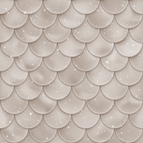 mermaid scales, fish scales, overlapping pattern, neutral beige, taupe, cream, sparkly dots, shimmering stars, ocean theme, aquatic design, scalloped pattern,, fabric panel, nautical theme, underwater motif, repetitive scales, dimensional texture, fantasy theme, coastal design, sea creature pattern