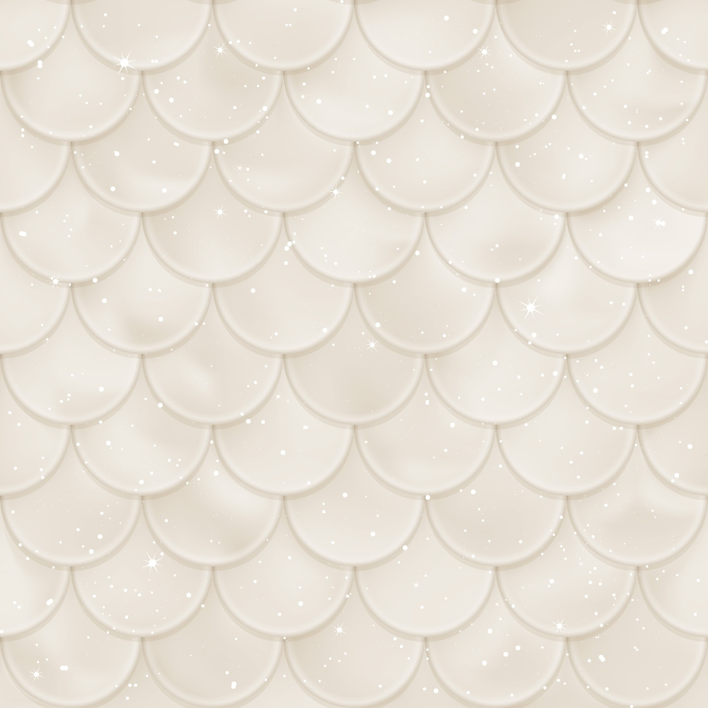 mermaid scales, fish scales, scalloped pattern, cream, beige, neutral tones, sparkly, glittery, shimmery,, fabric panel, overlapping scales, geometric pattern, ocean theme, aquatic design, whimsical, dreamy, soft palette, repetitive pattern, coastal