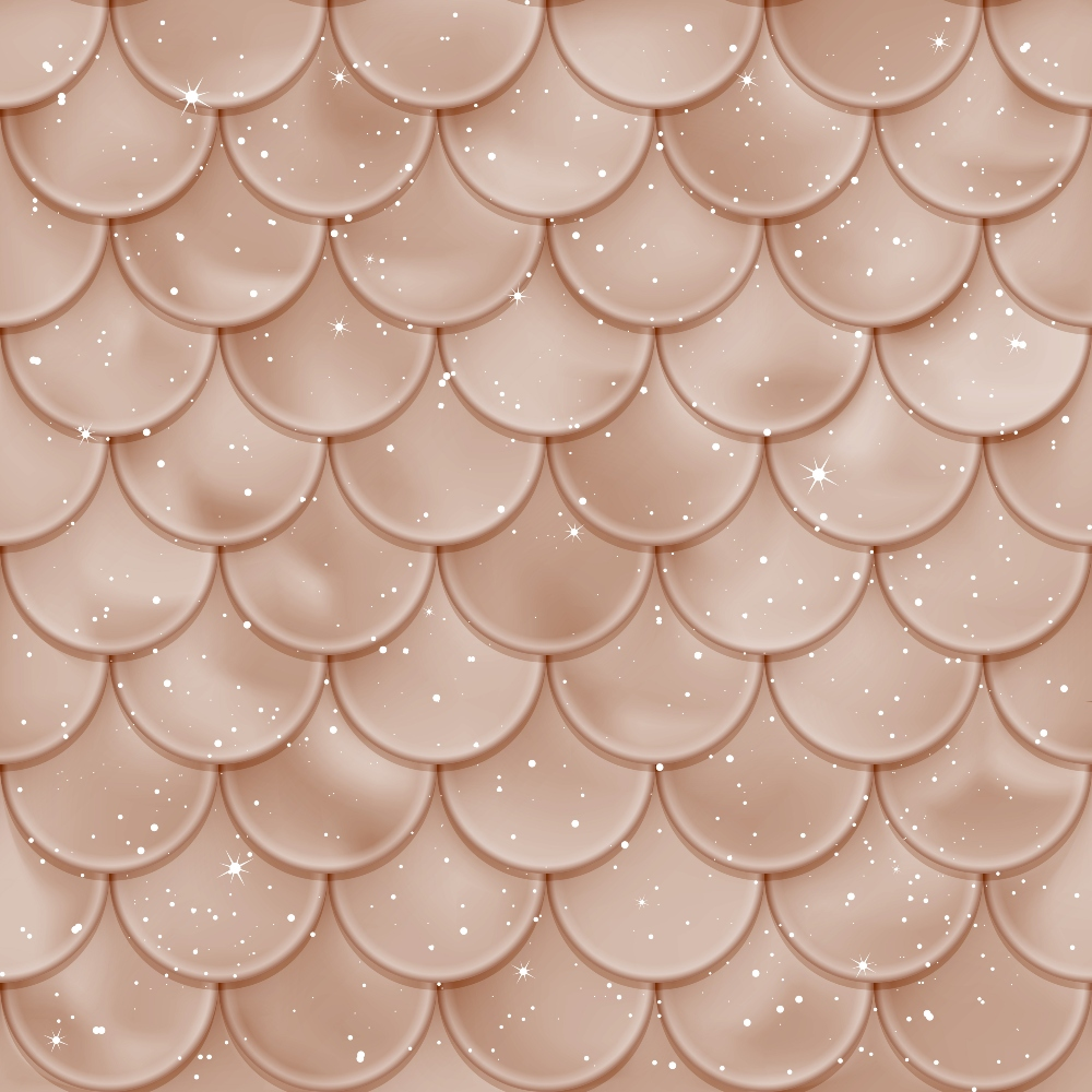 rose gold, blush pink, mermaid scales, scalloped pattern, shimmery scales, sparkles, starlight effects, fantasy theme, ocean inspired, iridescent texture,, fabric panel, magical pattern, underwater motif, geometric scales, soft pink tones, celestial sparkles, dreamy aesthetic, mythical creature, repetitive design