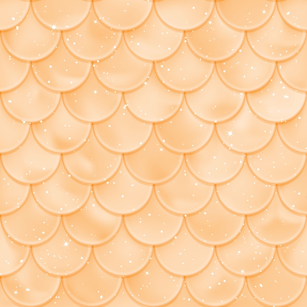 peach, coral, orange, mermaid scales, fish scales, scalloped pattern, geometric design, shimmery, sparkles, glittery, iridescent, ocean themed, aquatic, fantasy, whimsical,, fabric panel, repetitive pattern, overlapping scales, nautical