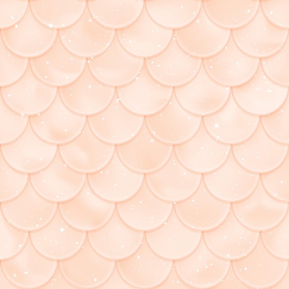 peach, blush pink, coral, mermaid scales, scalloped pattern, geometric scales, overlapping circles, sparkly dots, shimmery accents, whimsical design, fantasy theme, ocean inspired,, fabric panel, soft pastels, feminine colors, magical mood, repetitive pattern, craft fabric, sewing material
