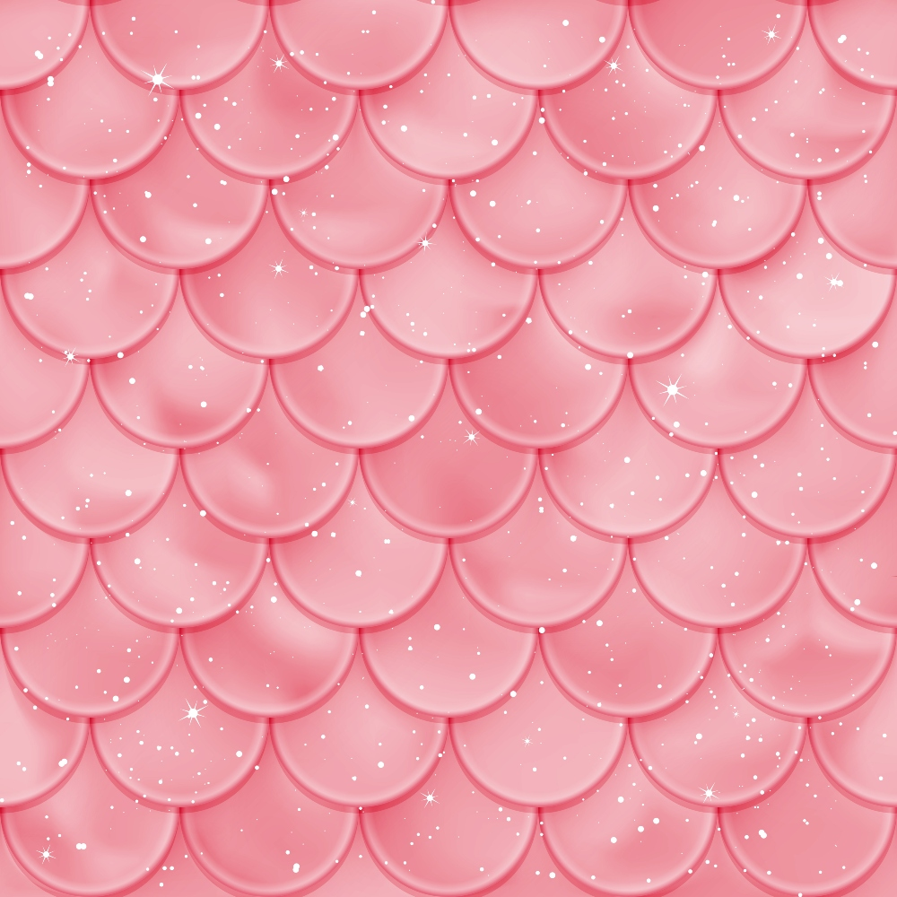 pink, coral, mermaid scales, fish scales, overlapping scales, scalloped pattern, geometric pattern, sparkles, glittery, shimmery, iridescent, fantasy, whimsical, ocean theme, nautical,, fabric panel, seamless pattern, dreamy, magical