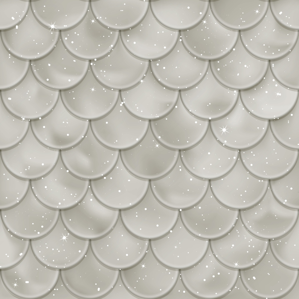 mermaid scales, fish scales, scalloped pattern, gray, grey, silver, white sparkles, shimmering, iridescent, overlapping scales, geometric pattern, ocean theme, aquatic, sea creatures,, fabric panel, nautical, underwater, pearl-like, lustrous finish