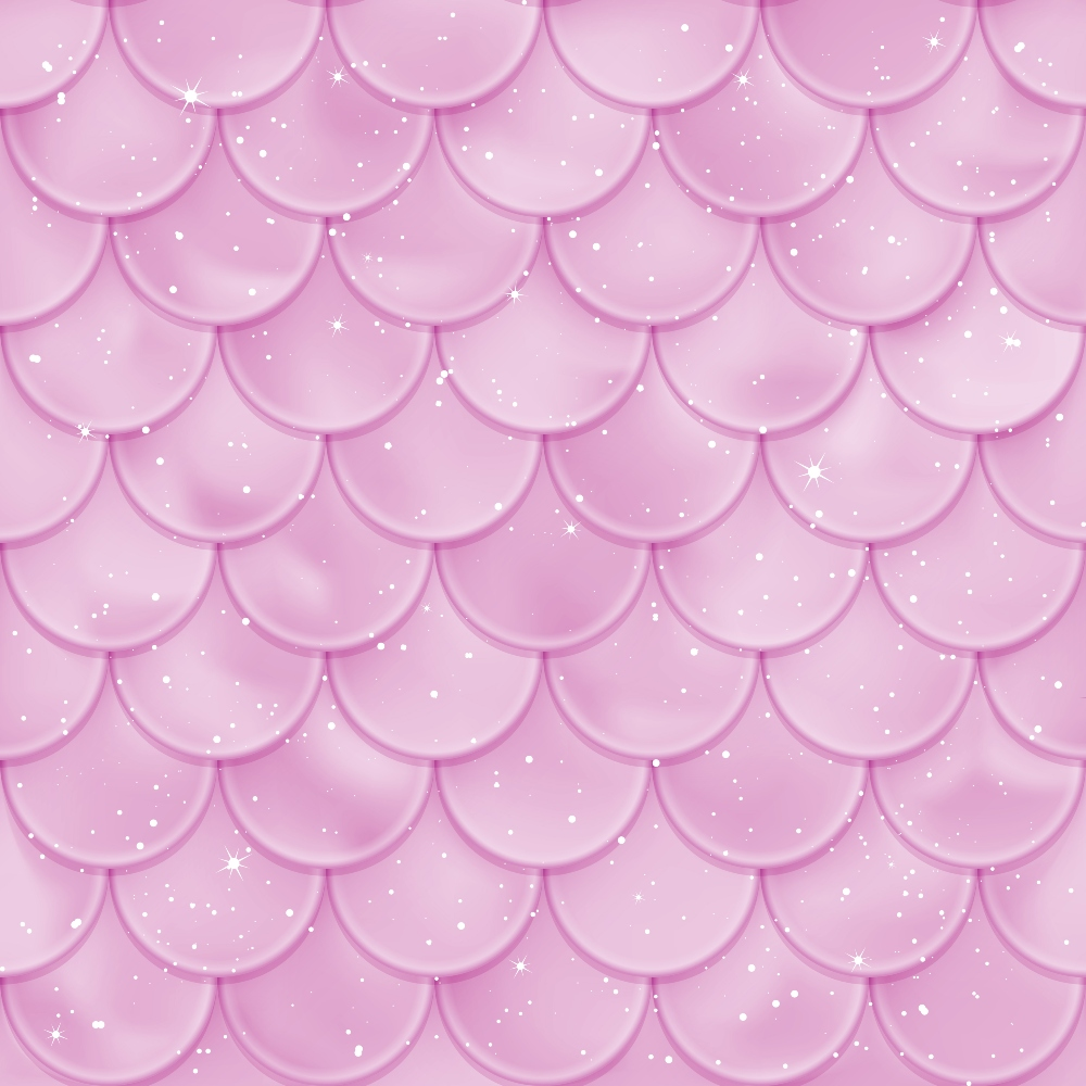 pink, mermaid scales, scalloped pattern, iridescent, sparkles, glitter effects, pastel pink, lavender, overlapping scales, shimmery, fantasy theme, whimsical, dreamy,, fabric panel, geometric scales, ocean inspired, magical, ethereal, starlike sparkles