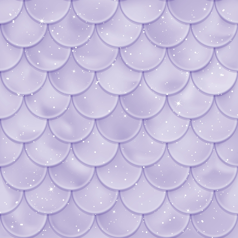 lavender, purple, lilac, mermaid scales, fish scales, scalloped pattern, geometric design, sparkles, stars, glitter effect, iridescent, shimmery, fantasy theme, magical, ocean inspired,, fabric panel, whimsical, dreamy, pastel colors