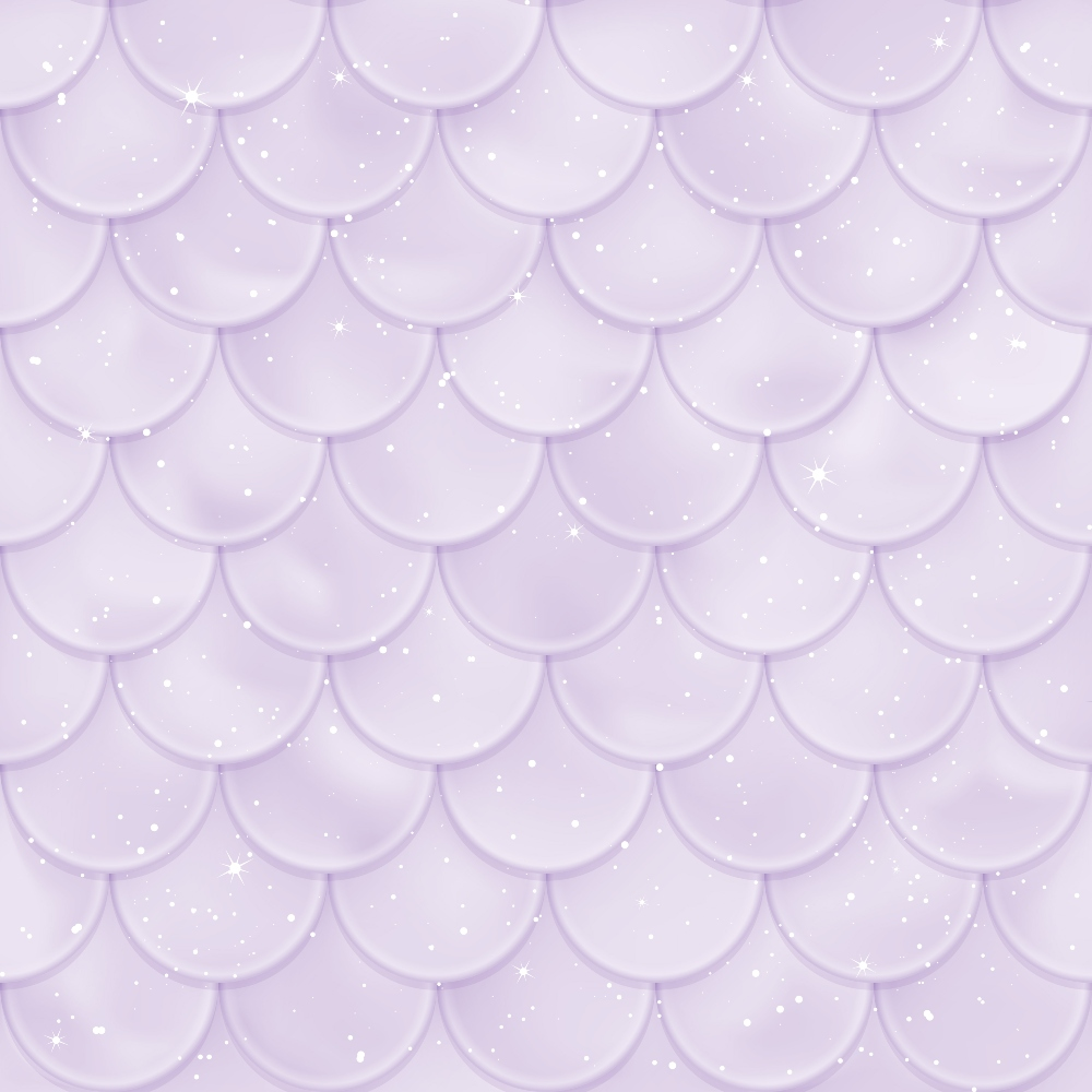 lavender, purple, lilac, mermaid scales, fish scales, scalloped pattern, geometric design, sparkles, glittery effect, shimmer, fantasy theme, whimsical, magical, ocean inspired,, fabric panel, repeating pattern, pastel colors, dreamy, enchanted