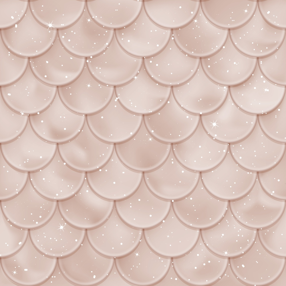 blush pink, rose gold, mermaid scales, scalloped pattern, shimmer sparkles, star accents,, fabric panel, geometric scales, soft pink, dusty rose, overlapping circles, fantasy theme, magical sparkles, fish scales, ocean inspired, pastel tones, dreamy aesthetic, whimsical design