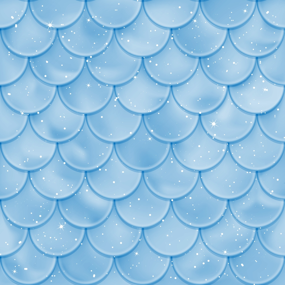 mermaid scales, fish scales, blue fabric, light blue, aqua blue, scale pattern, overlapping scales, sparkles, glitter dots, star accents, shimmery effect, ocean theme, underwater motif,, fabric panel, whimsical design, fantasy theme, iridescent look, sea creature inspired, magical atmosphere