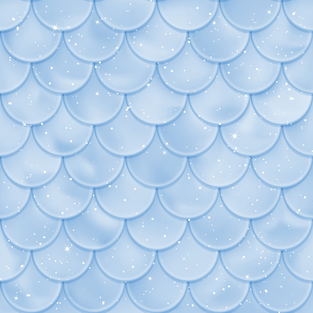 light blue, pale blue, mermaid scales, fish scales, scalloped pattern, overlapping circles, sparkles, starbursts, shimmery effect, aquatic theme, ocean inspired, geometric pattern, repeating design,, fabric panel, whimsical, magical, underwater motif, soft pastels, dreamy atmosphere