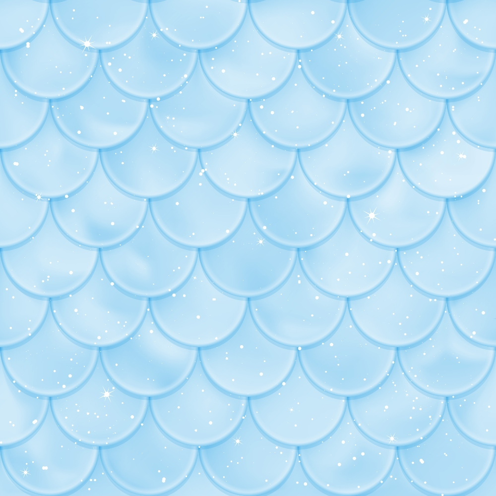 light blue, pale blue, mermaid scales, fish scales, scalloped pattern, overlapping scales, sparkles, glittery dots, star accents, shimmer effects, oceanic theme, underwater motif, fantasy pattern, whimsical design,, fabric panel, aquatic scales, sea-inspired, magical sparkles, repetitive pattern