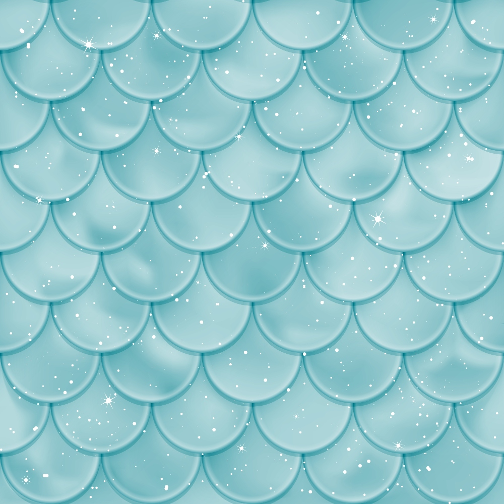 aqua, turquoise, teal, mermaid scales, scale pattern, overlapping circles, sparkles, shimmer, starbursts, underwater theme, ocean fantasy, iridescent, magical, whimsical,, fabric panel, sea creatures, mythical, dreamy, enchanted