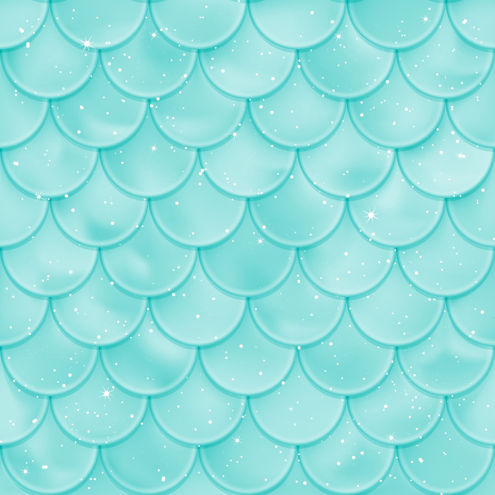 turquoise, aqua, teal, mint green, mermaid scales, fish scales, scalloped pattern, overlapping circles, shimmery, sparkles, glitter effect, ocean themed, underwater, fantasy, whimsical,, fabric panel, nautical, magical, iridescent