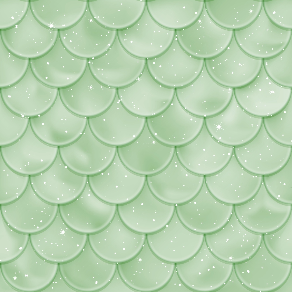 sage green, mint green, seafoam green, mermaid scales, fish scales, scalloped pattern, overlapping scales, sparkles, glitter effect, star sparkles, underwater theme, ocean inspired,, fabric panel, mystical, fantasy theme, geometric scales, iridescent effect, aquatic pattern, dimensional scales