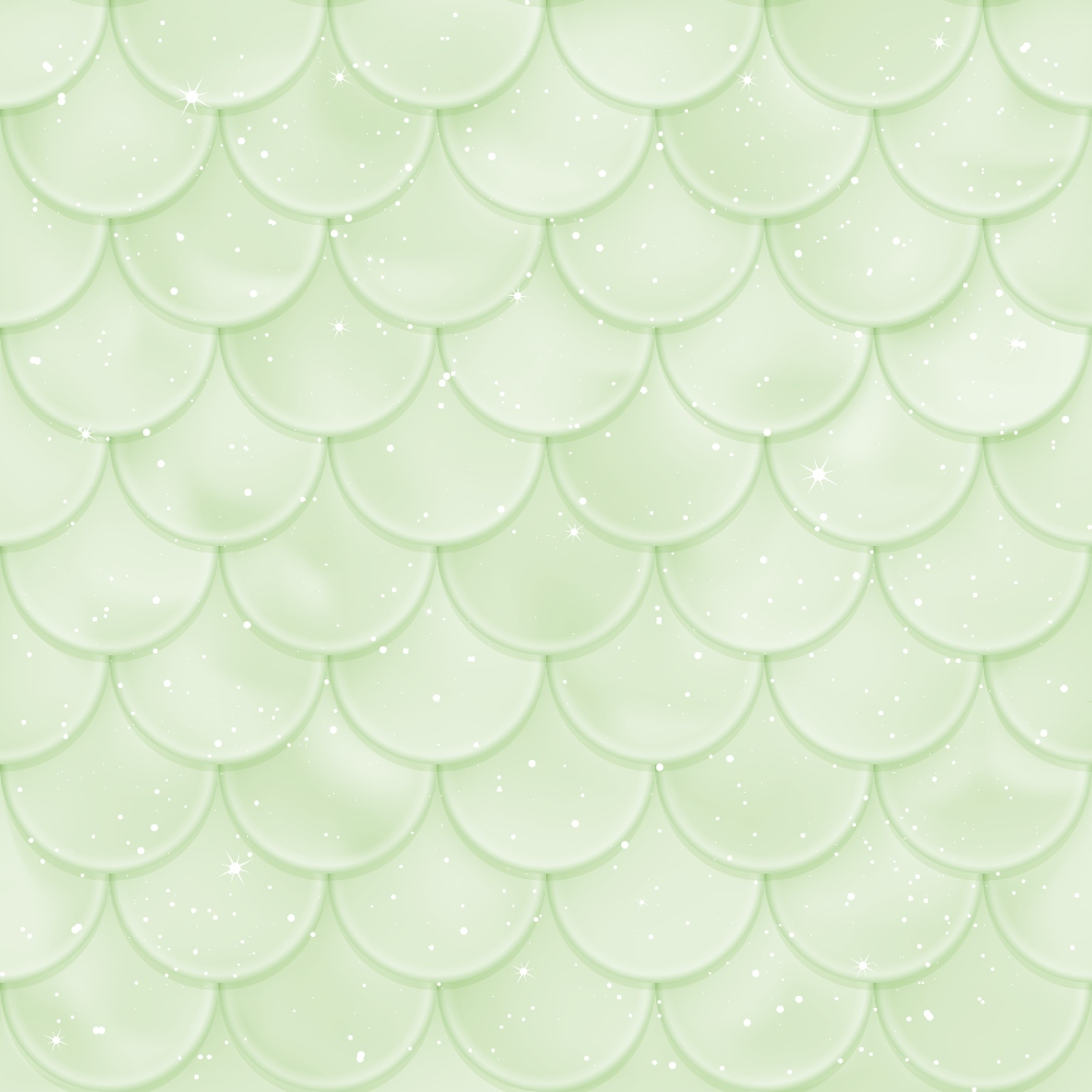sage green, mint green, pale green, mermaid scales, fish scales, scalloped pattern, overlapping scales, shimmery texture, sparkles, starlight effects, ocean theme, underwater motif,, fabric panel, whimsical design, fantasy theme, seafoam colors, geometric scales, repeating pattern, magical atmosphere