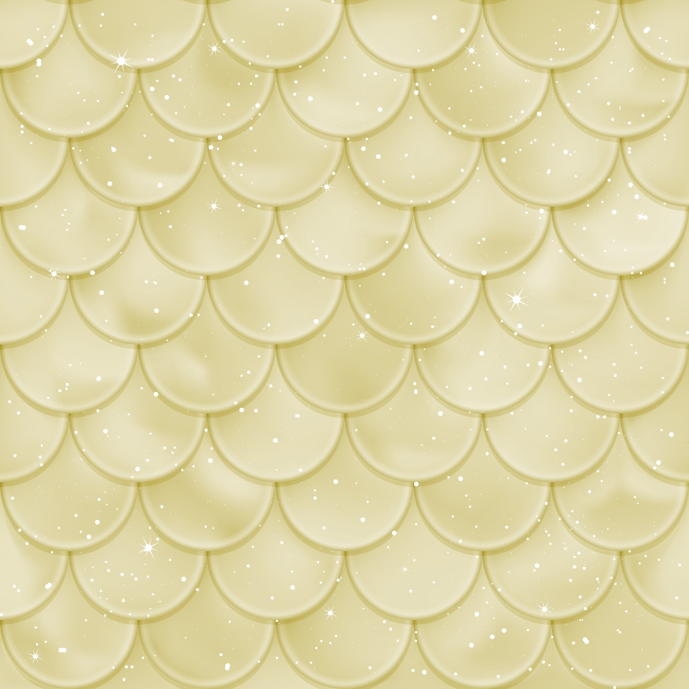 pale yellow, golden yellow, cream, mermaid scales, fish scales, overlapping semicircles, scalloped pattern, geometric design, shimmery effect, sparkles, glitter accents, whimsical, fantasy theme, ocean inspired,, fabric panel, soft pastel, repetitive pattern, luminous, magical