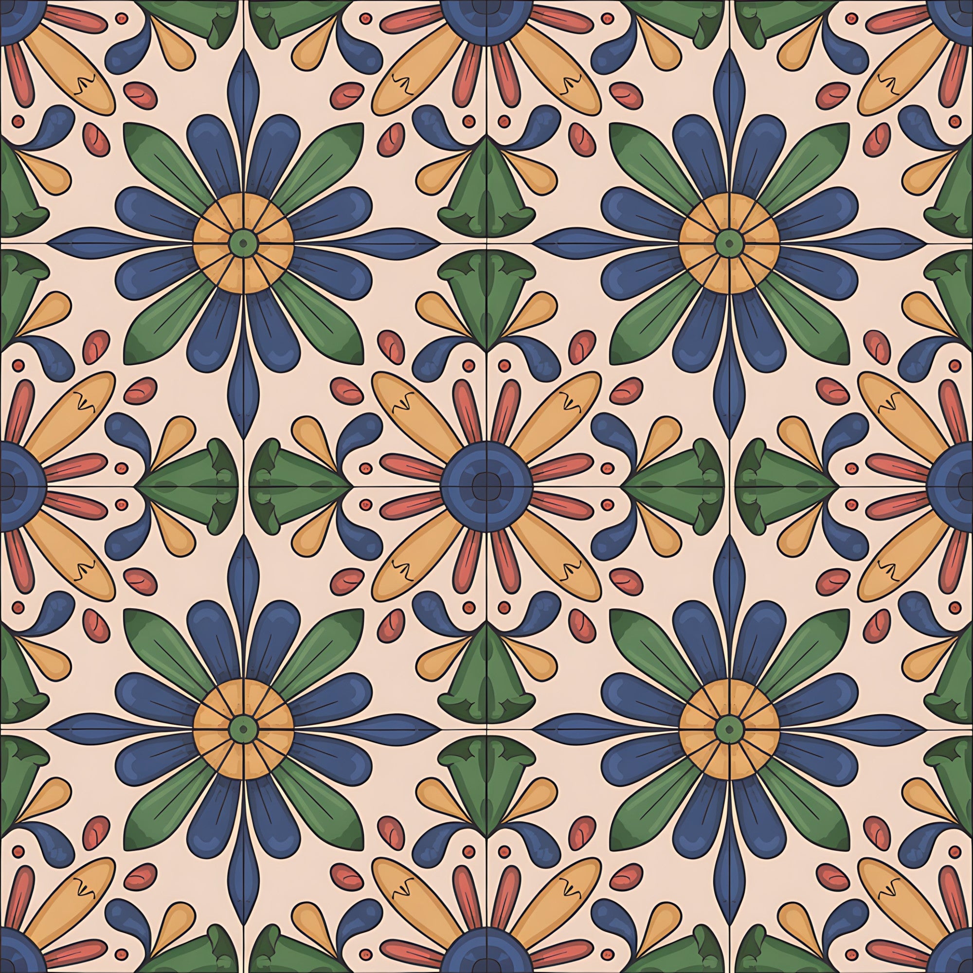 Fiesta Tiles Pattern 10 Minky Fabric