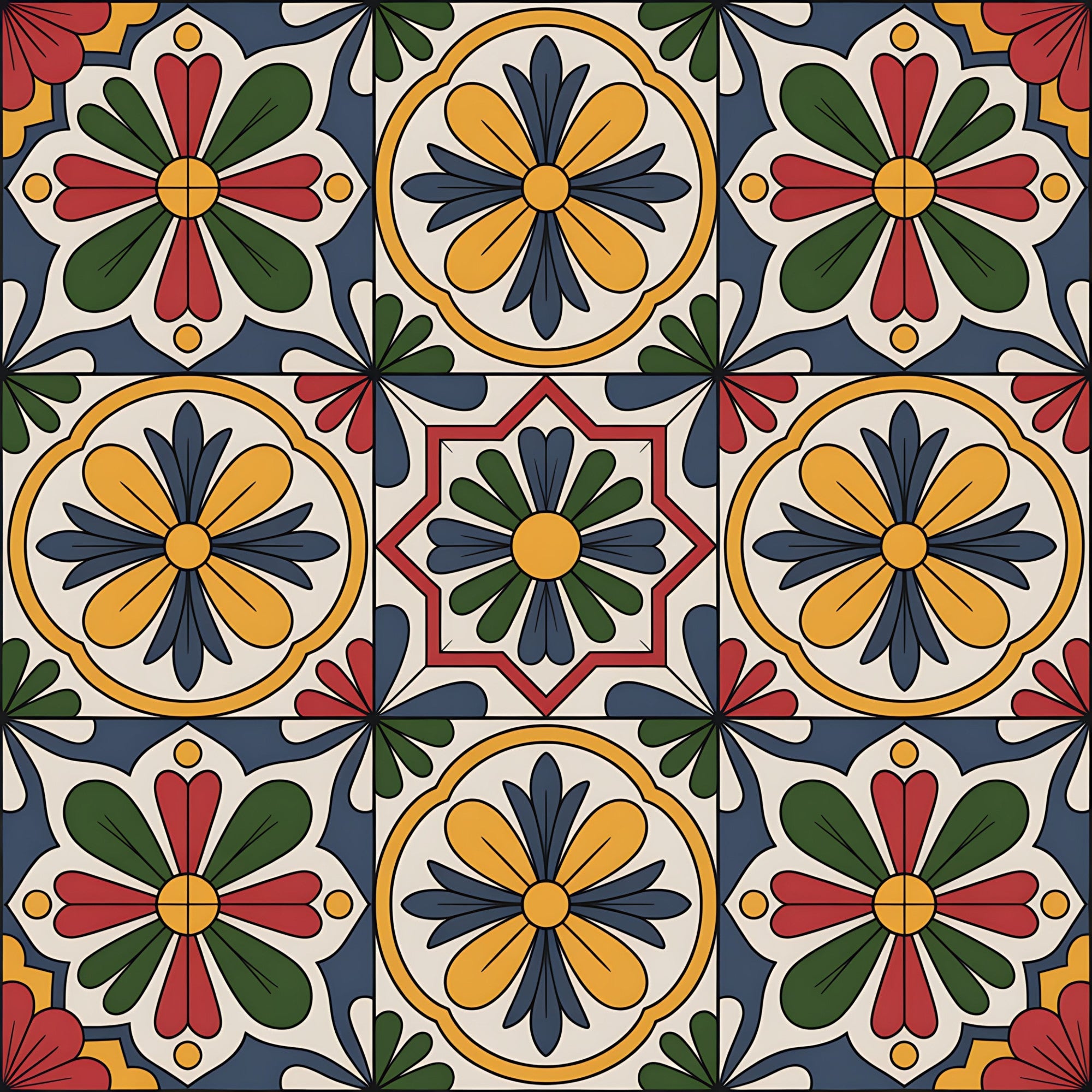 Fiesta Tiles Pattern 17 Minky Fabric