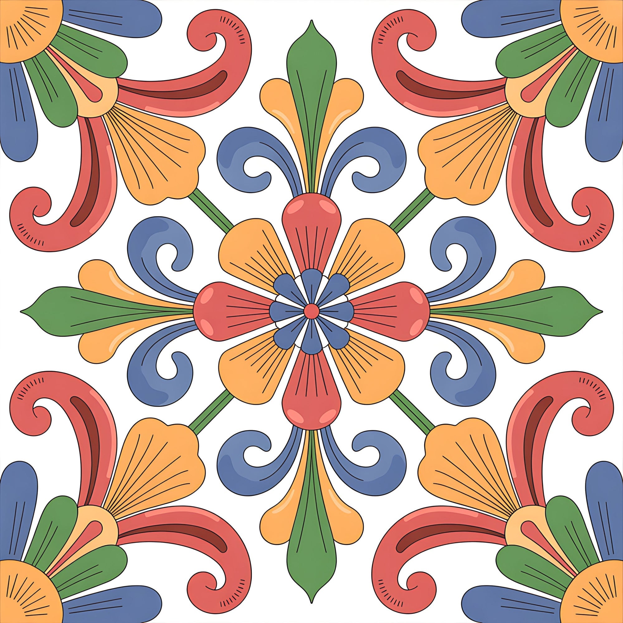 Fiesta Tiles Pattern 2 Minky Fabric