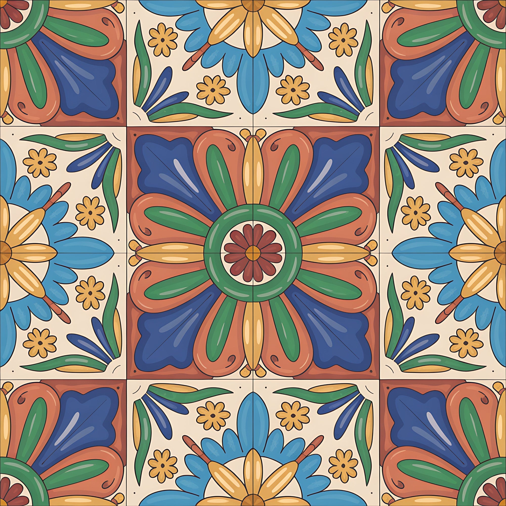 Fiesta Tiles Pattern 28 Minky Fabric