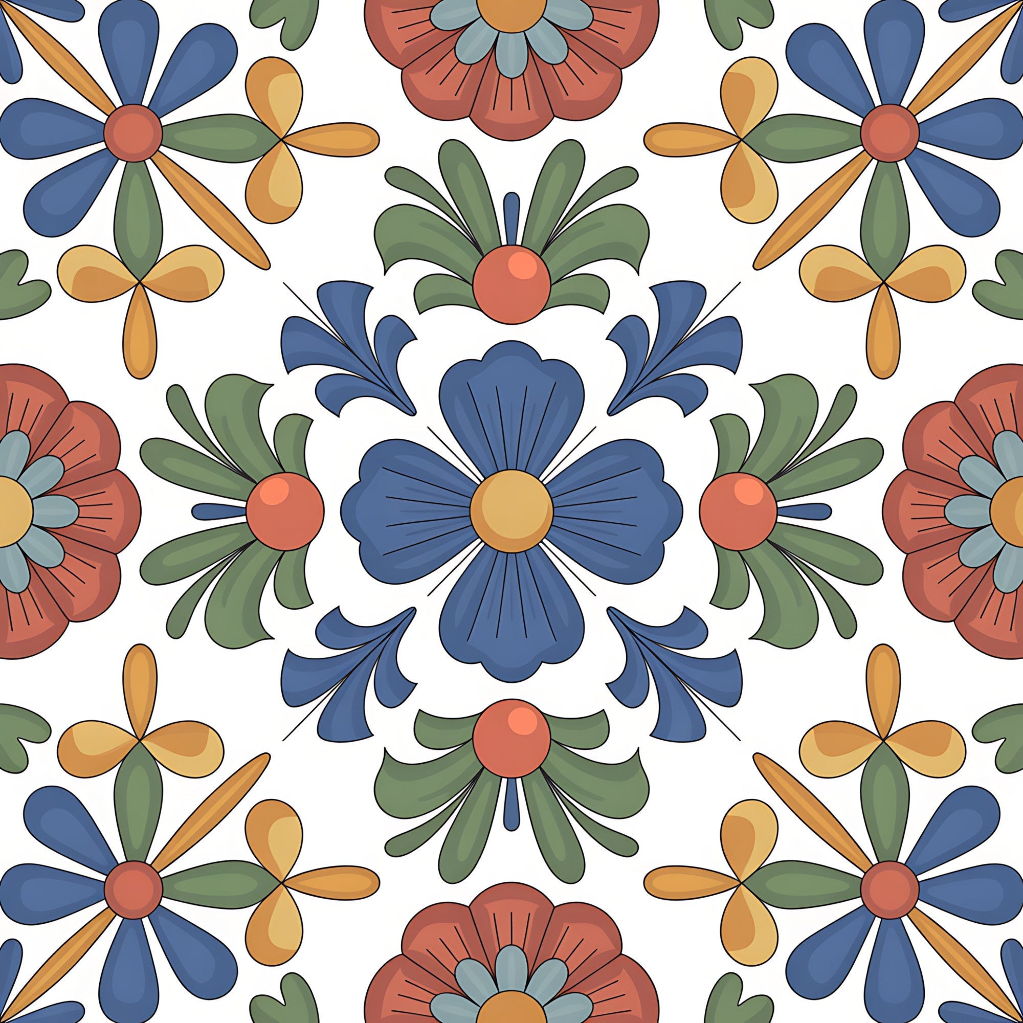 Fiesta Tiles Pattern 9 Minky Fabric