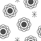 atomic symbols, mid-century modern, retro pattern, scientific motifs, molecular structure, atomic diagrams, geometric shapes, nuclear symbols, vintage science, space age design, orbital patterns, electrons, atom illustrations, 1950s style, modernist graphics, chemistry symbols, physics motifs, educational pattern, retro futuristic