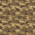 Camouflage pattern with shades of brown, tan, and green in an abstract, wavy design.