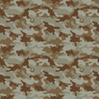 A camouflage pattern with irregular shapes in shades of green, brown, and beige.