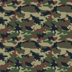 Green, brown, and black camouflage pattern with abstract shapes.