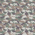 Camouflage pattern with shades of green, brown, gray, and beige forming irregular shapes.