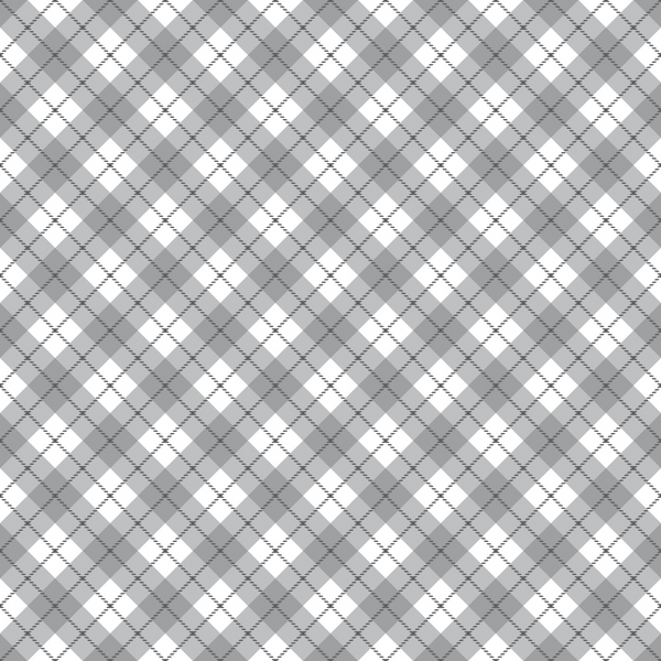 Gray and white checkered argyle pattern with intersecting lines creating diamond shapes.