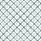 A seamless plaid pattern with alternating gray, black, and light blue squares on a white background.