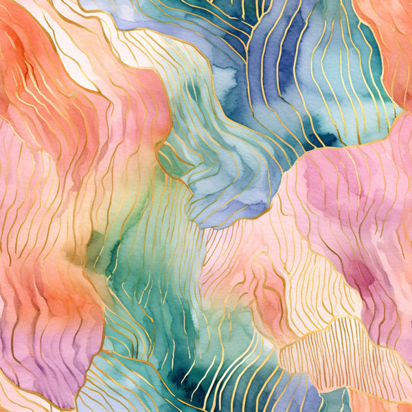 '- Modern Alcohol Ink Pattern 2 Fabric - Abstract design - Multicolor - Blue, pink, orange, green, purple - Soft texture - Artistic flow - Fluid shapes - Premium fabric - Cotton material - Quilting textile
