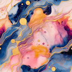 Modern Alcohol Ink Pattern 20 Fabric, abstract, marbled, fluid, swirling, blue, pink, orange, gold, colorful, artistic, vibrant, soft, cotton, quilting, textile, fabric, premium, smooth