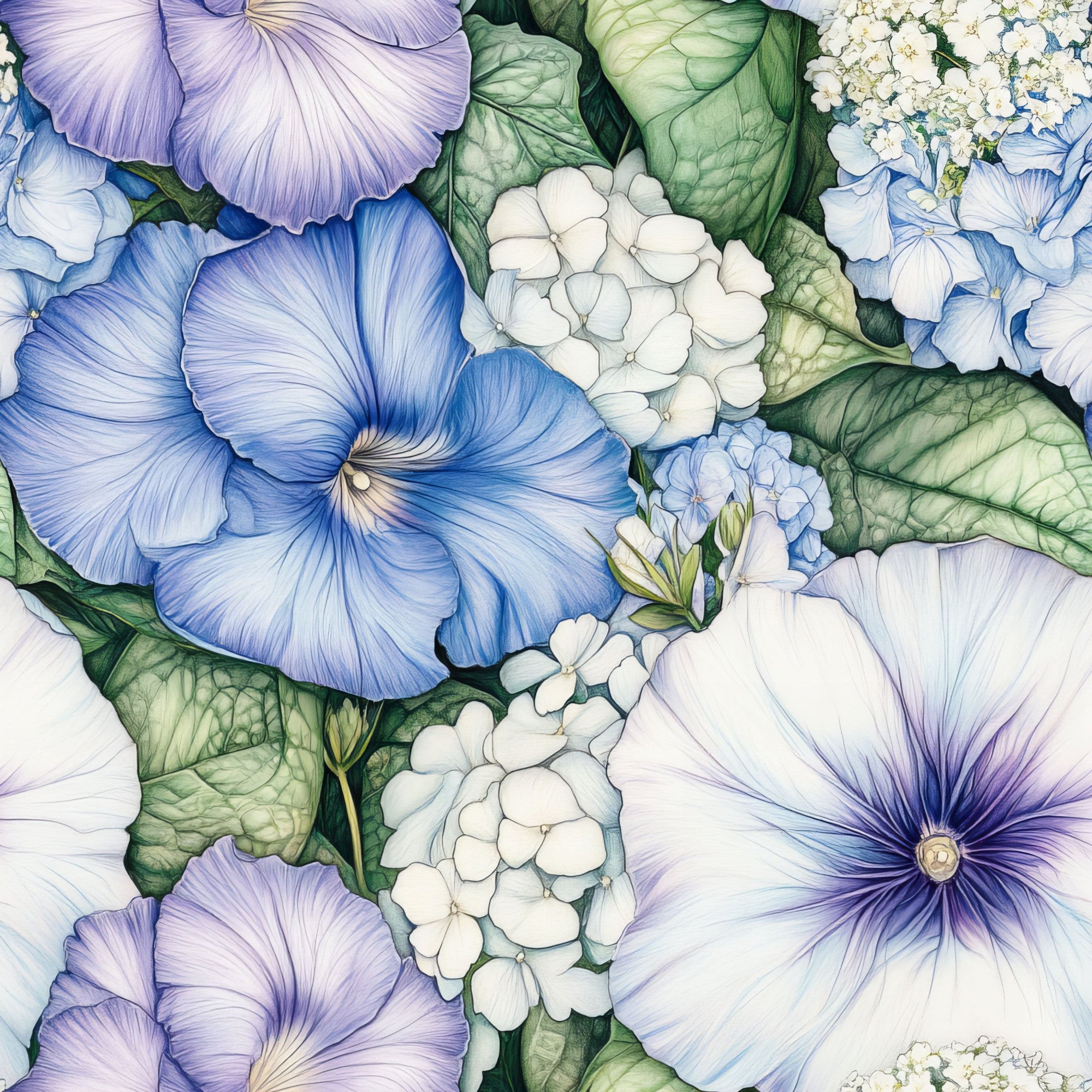 Periwinkle Garden Pattern 2 Minky Fabric