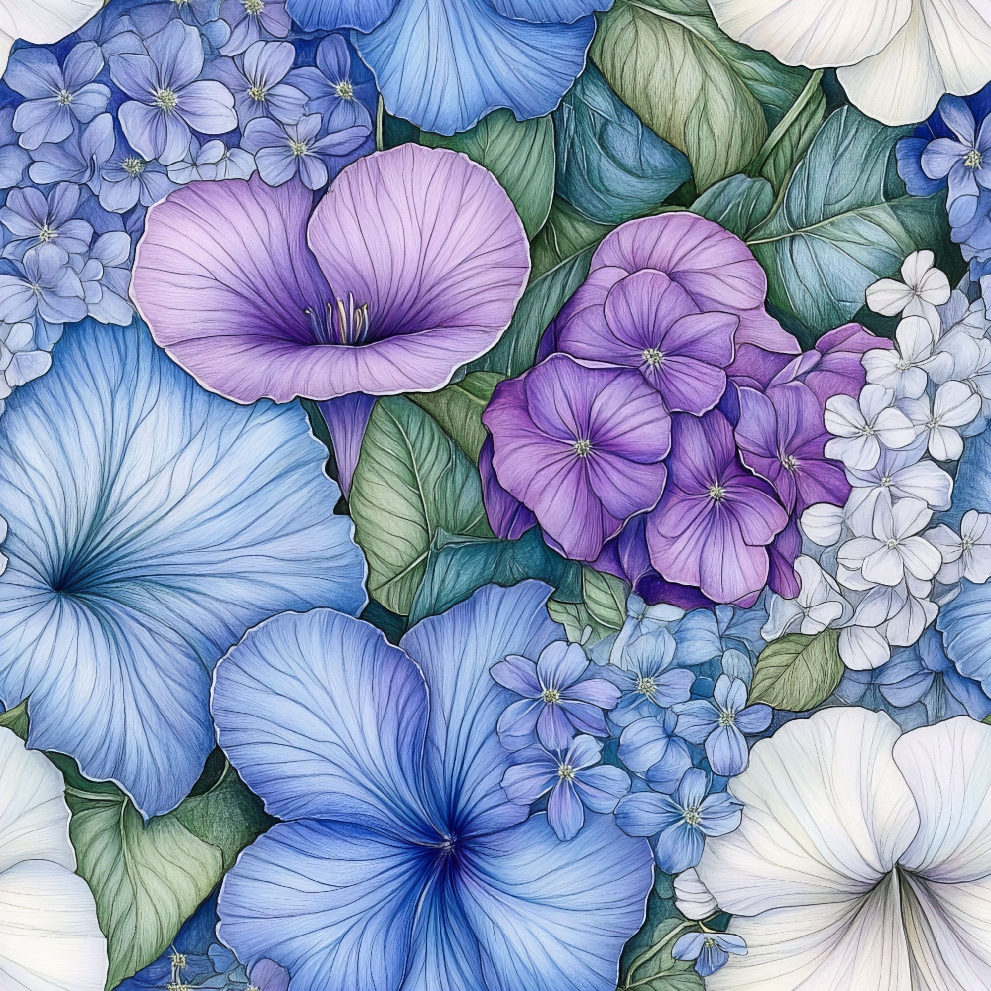 Periwinkle Garden Pattern 6 Minky Fabric