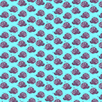 Pattern of brown film reels with handles on a teal background, arranged in diagonal rows.