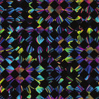 neon colors, vibrant florals, daisy pattern, electric blue, hot pink, lime green, yellow accents, purple highlights, geometric layout, diamond arrangement,, fabric panel, psychedelic flowers, retro style, bright petals, floral motifs, kaleidoscope effect, rainbow colors, modern florals, crafting material