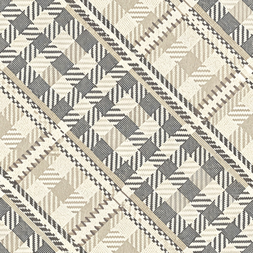 beige, cream, brown, gray, houndstooth, geometric pattern, chevron, zigzag, diagonal stripes, neutral tones,, fabric panel, woven texture, repeating motifs, earth tones, monochromatic, angular design, textile pattern, cotton fabric, geometric blocks