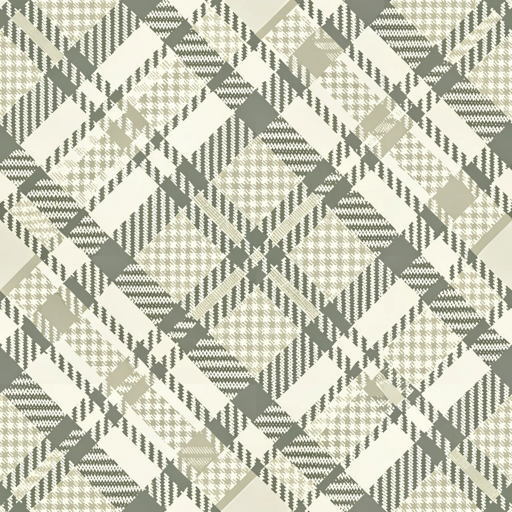 sage green, cream, beige, houndstooth, geometric pattern, neutral tones,, fabric panel, interlocking diamonds, chevron elements, woven texture, monochromatic, sophisticated pattern, repetitive design, angular motifs, muted palette, textile design, patchwork squares, contemporary style