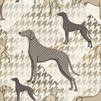 neutral colors, houndstooth pattern, greyhound silhouettes, dog breeds, beige, taupe, gray, cream, geometric background,, fabric panel, elegant dogs, canine motifs, sophisticated pattern, textile design, sighthounds, animal silhouettes, muted tones, repeating pattern