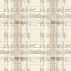 A beige and cream plaid pattern with textured vertical and horizontal lines, intersecting at various points, creating a grid-like design.