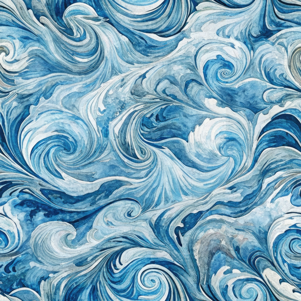 Abstract swirled pattern in shades of blue and white, resembling ocean waves or marble texture.