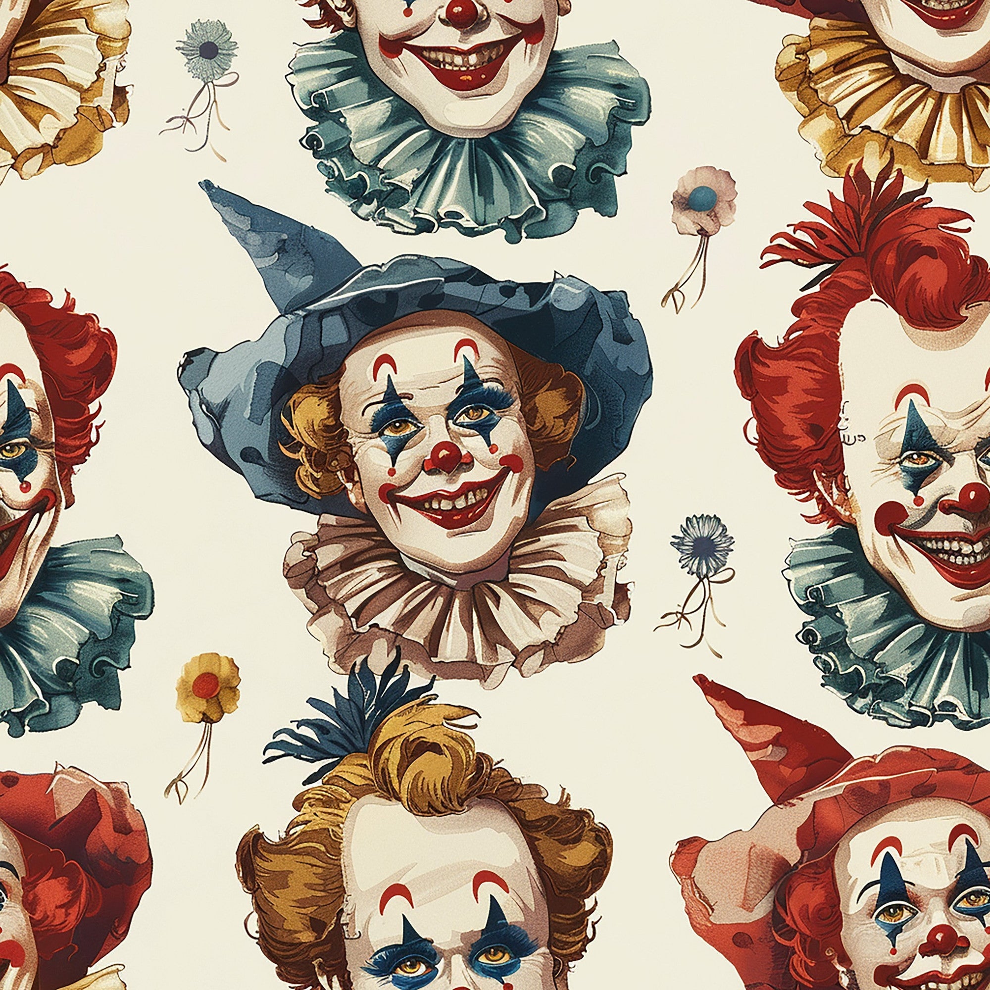Old Timey Clown Pattern 1 Quilting Cotton Fabric